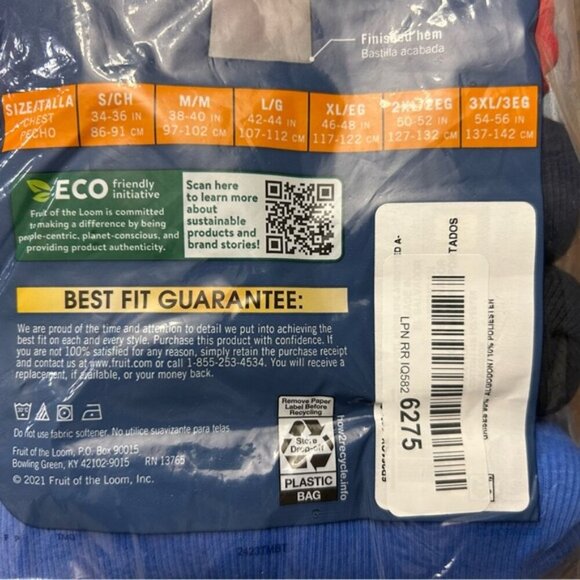 Fruit of the Loom Men's 6-Pack A-Shirts - Multi-Color - Picture 2 of 8